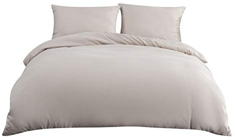 QZY Bettwäsche 155x220 cm mit Reißverschluss Super Weiche 100% gebürstetes Mikrofaser mit Einer Qualität von 110 g/m²,1 Kopfkissenbezug 80x80 cm Beige
