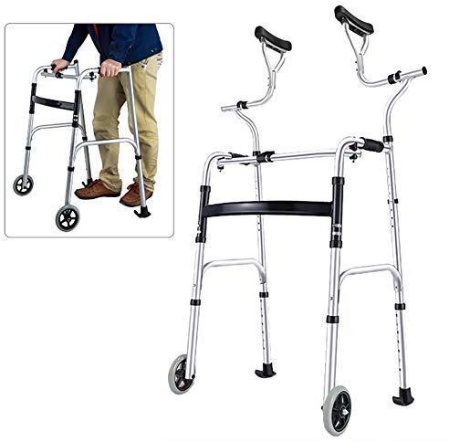 Deambulateur Rollator Marcheur Séniors avec Soutien Axillaire, Pliage Robuste en Aluminium Cadre de Marche Assisté avec Roues, Les Gens de Grande Taille Marcheurs Droits - Max Charge 180kg / 400lbs