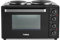 Tower T14044 Mini Oven with Dual Hot Plates, Adjustable Temperature Control, 90 Minute Timer, Baking Tray and Wire Rack, Black with Silver Accents, 32 Litre