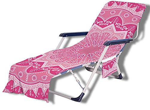 Strandtücher 3D Indien Böhmen Mandala Blumen Motiv Rosa Lila Strandkorb-Handtuch mit Seitentaschen,für Sonnenliege, Pool, Hotel,Garten75 × 210 cm (Farbe 2,75 × 210 cm)