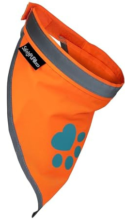 Bandana for Dogs. Blaze Orange Scarf with Reflective Collar is a Perfect Pet Bandana for Girl and Boy Dogs. Enhance Your Dog Walking Accessories with Our High-Visibility Adjustable Dog Handkerchief