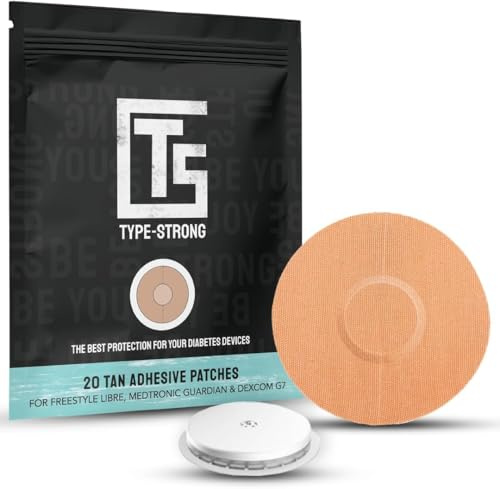 Type Strong 20 Pack Tan Freestyle Libre 3 Adhesive Patches | Waterproof Libre 3 Sensor Covers for Sensitive Skin. Sweat-Resistant for Dexcom G7, Freestyle Libre Medtronic Guardian