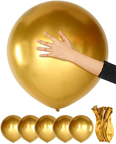 OTMVicor Palloncini in lattice color oro metallizzato di grandi dimensioni, 45,7 cm, 5 pezzi, per compleanni, matrimoni, feste, decorazioni