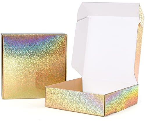 generische 10-teilige goldene Geschenkbox, kleiner Faltkarton, geeignet zum Verpacken von Schokolade, Kerzen, handgemachter Seife, Accessoires, für Partys oder Hochzeitsfeiern