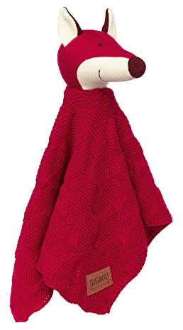 SIGIKID 39630 Strick-Schnuffeltuch Fuchs Knitted Love, kuschelweiches Schmusetuch aus Baumwollstrick Einschlafhilfe und Tröster für Babys & Kinder von 0-36 Monaten, Rot, 40x40x8 cm