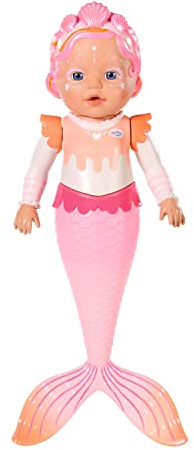BABY Born Zapf Creation 835326 My First Mermaid 37cm -Meerjungfrau Badepuppe, bewegliche Arme und Beine, schwimmt durchs Wasser, wasserdicht und ohne Batterien verwendbar