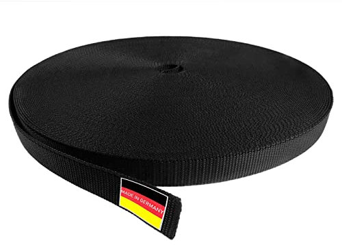 Inovatec 50 Meter Rollladengurt Maxi 22mm für Tür und Fenster Rolladen - reißfest und UV-beständig - in Grau Weiß Beige Braun Schwarz, Farbe:Schwarz