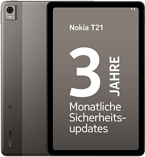 Nokia T21 Android 12 4G Tablet, 4GB RAM/64GB ROM, 10.36 2K Screen, 8200 mAh Battery, 8MP Front & Back Cameras, Stereo Speakers, 2 OS Upgrades - Grey