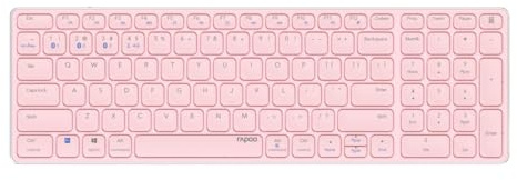 Rapoo I Teclado inalámbrico multimodo QWERTY Portugués, Rosa | Ccon Bluetooth y conexión de 2.4 GHz, conectividad para Varios Dispositivos y diseño Ultrafino, E9700M