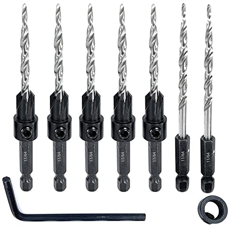 5-Teiliges -Senkbohrer-Set mit 2-Teiligen -Ersatzteilen, Konischen Bohrern, Passend zum Bohren Von Pilotlöchern
