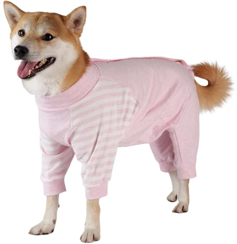 Lelepet Einteiler für Hunde, Schutzanzug zur Erholung, Hundebody Nach Op, Medical Pet Shirt für Kleine Mittelgroße Große Hunde, Hund Wundschutzanzug Schlafanzug, Hund Halskrause Alternative, Rosa XL