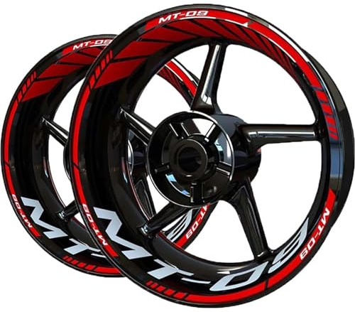 ENBHD Felgenaufkleber Motorrad Rad Aufkleber Nabe Felgen Aufkleber Wetterfeste Reflektierende Streifen Band Modifizierte Dekoration Für Mt 09 Mt09(ROT)
