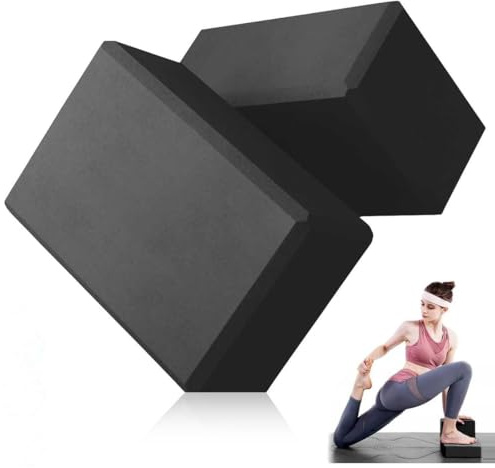 LULUWA Lot de 2 Blocs de Yoga Exercice en EVA avec Haute Densité et Antidérapant pour Améliorer la Force l'équilibre et la Flexibilité Briques de Pilates Légères pour Fitness (Gris Foncé, 23x15x7.7cm)