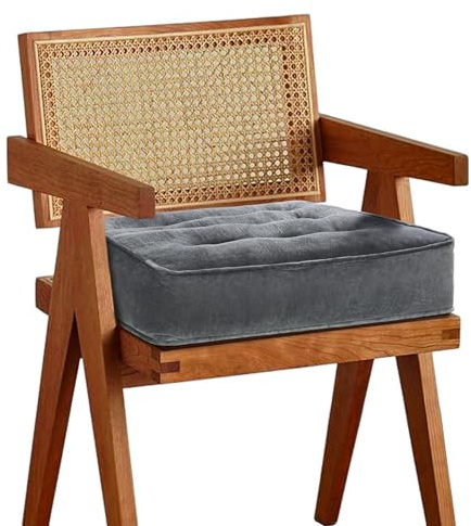 EDMIENS Soft Velvet Dining Chair Booster Cushion, Large and Firm 50x50x12cm Seat Pad, Chairs Pad Cushion with Supportive Cotton Filling for Home, Dining, Indoor Outdoor Padded, Garden Chair