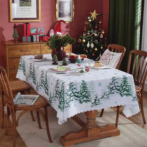 XQKXHZ Tischdecke Rechteckig mit Weihnachtlichen Muster Wiederverwendbar Weihnachtstischdecke Waschbare Polyester Weihnachten Tischdecke,Winter Festliche Party Home Decoration Tischtuch,C,150x150cm