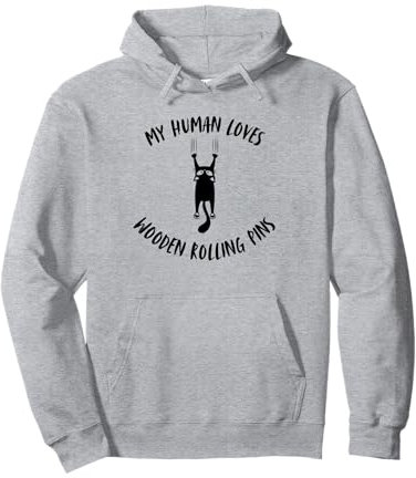 My Human Loves Rouleau à pâtisserie en bois Motif chat Sweat à Capuche
