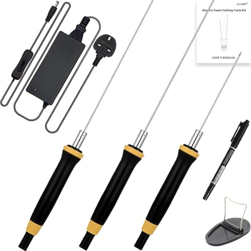 Hot Wire Foam Cutter Kit with UK Plug, Electric Polystyrene Cutter with 3Pcs Hot Cutting Pen(10CM, 15CM, 20CM), 100-240V/ 36W Power Supply, for Foam Styrofoam Cutting, Detail Handling, DIY Crafts