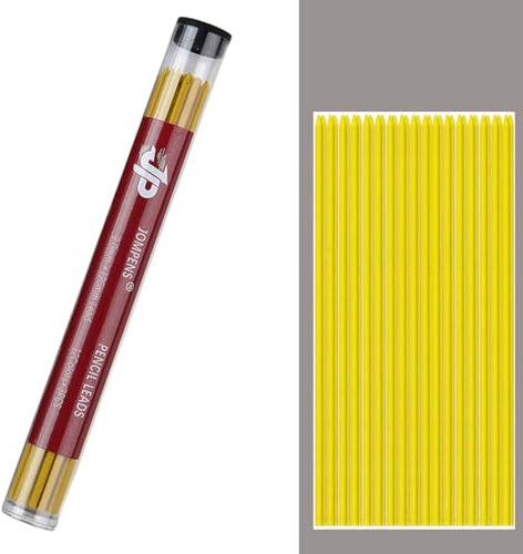 Recargas de plomo para lápiz mecánico MROOFUL, 2.0 mm, 2B, plomo de grafito para lápiz mecánico de color de 2 mm para dibujo técnico y delineado - 36 recargas (amarillo)