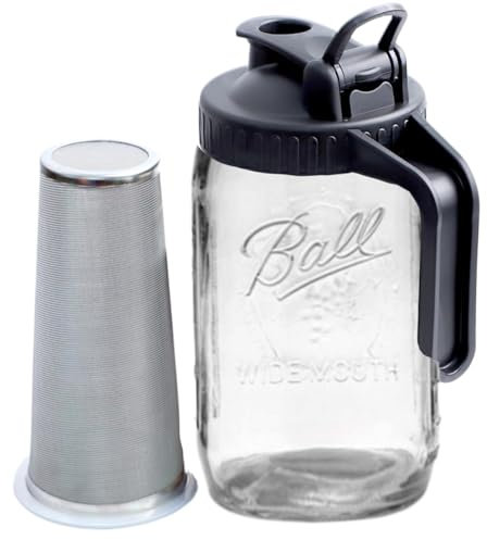 Cold Brew Kit 32Oz Wide Mouth Glass Cold Brew Pitcher with Filter Clear Coffee Pitcher Iced Coffee with Handle Lid for Iced Lemonade Ice Tea Drinks
