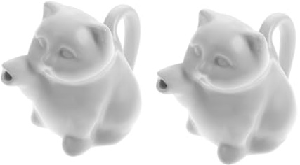 NUOBESTY 2pezzi Brocca Per Latte in Ceramica Design Forma Di Gatto Per Conservare Latte e Caffè Pratico e Decorativo Per Uso Casalingo e Ristorante