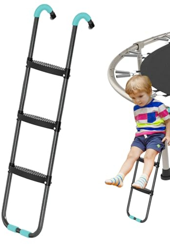 Escalera de trampolín : escaleras Ajustables con peldaños Antideslizantes Anchos | Accesorio de Escalada Duradera para niños, niños pequeños, Entrada Segura para trampolín en el Patio Trasero