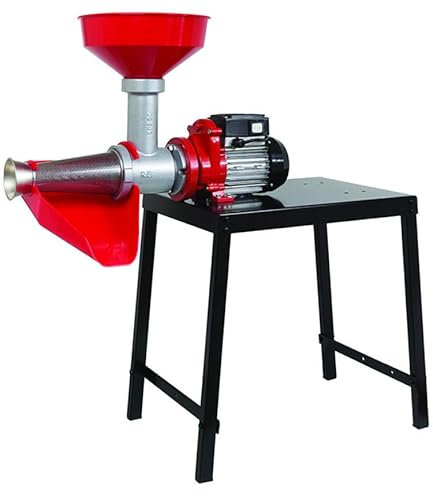 Crisalide® - Passapomodoro Elettrico N.5 con Banco, Motore 400W a Induzione 0,53 HP, Filtro in Acciaio Inox 18/10, Elica Alta Resistenza, Banchetto Verniciato