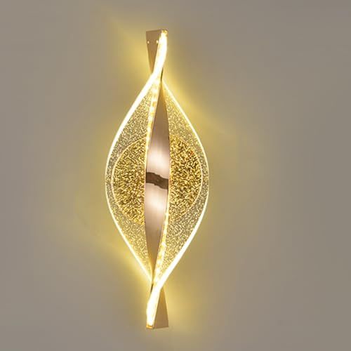 OOWDMPE 12W LED Wandlampe Innen Gold Wandleuchte Modern Design Kristall Lampe Dimmbar Nachttischlampe Wand 3000K/4000K/6000K Deko Wandbeleuchtung Art Deco für Schlafzimmer Wohnzimmer Hotel Flur (B)