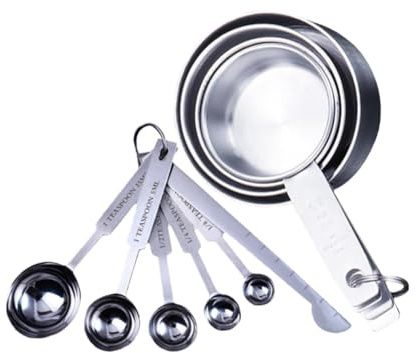 DONFAMDS 2juego Tazas Medidoras y Cucharas Medidoras De Acero Inoxidable Para Cocinar y Condimentar Para Uso Cocina