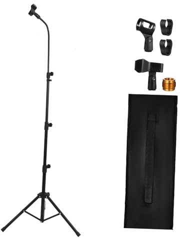 MOTHNUR Soporte De Micrófono Trípode Ajustable Con Bolsa De Transporte Soporte Pesado Para Suelo Compatible Con Micrófonos De Escenario y Podcast Fácil Plegado y Portátil