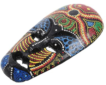 TOBBOMEY Hand-carved African Tribal Tiki Mask Wall Decor Wooden Carved Ornament Random Style Artistic Face Sculpture for Living and Bar Decoration