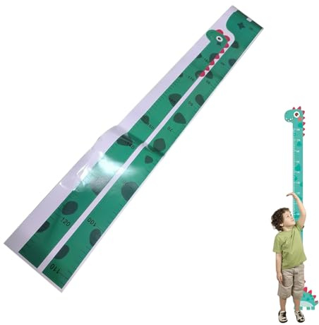 Geschenkfreude Messlatte Kinder - 194cm Größenmesser | Baby-Wachstumstabelle - Wanddeko Giraffe Dinosaurier Holz Papier | Wachstumsmessung klinkind Mädchen Babyzimmer Kita