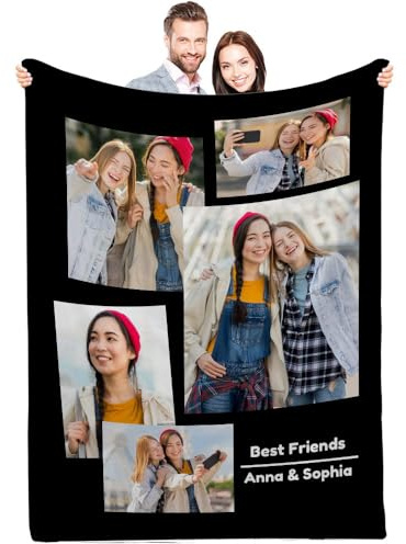 Lousrion Individuelle Decke mit Bild und Text – personalisierter Überwurf für Familie, Freunde, Ehefrau, Ehemann – Geschenk zum Jahrestag, Geburtstag, Valentinstag