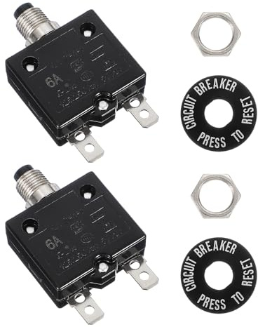 QUARKZMAN 2 Pcs Disjoncteur À Bouton-Poussoir 6Amp, 125/250V AC 50V DC Réinitialisation Manuel Protecteur De Surcharge Thermique Disjoncteur Thermique Pour Industrial Auto Cars