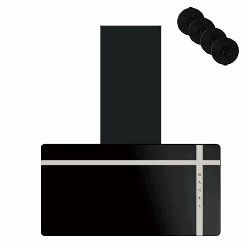 DOPURE Hotte Aspirante Murale Style 60 cm - Double Mode Recirculation/Évacuation, Commande Tactile Verticale, 3 Vitesses, Livrée avec 4 Filtres à Charbon, Énergie A+++, Noir