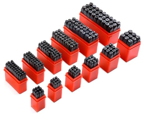 Schlagzahlen Buchstaben Set Buchstaben- und Zahlenstempel-Set, gehärteter Stahl, Metall, Leder, Alphabet, Werkzeug for Basteln(8mm 36PCS)
