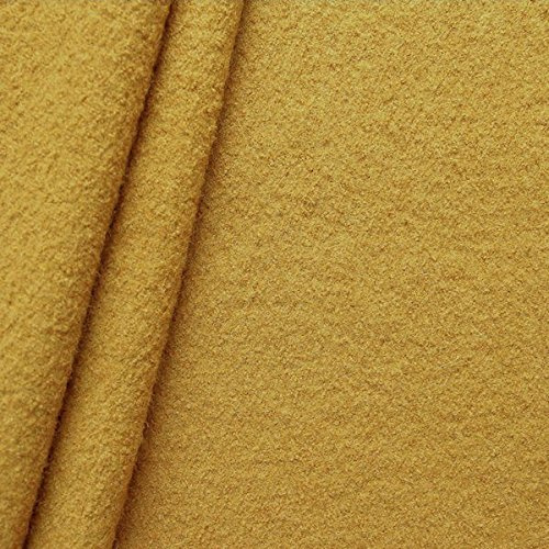 STOFFKONTOR Walkloden Wollstoff Meterware, 100% Wolle, Farbe Curry-Gelb, Isolierend & Beidseitig verwendbar, 140 cm breit, 350 g/m²