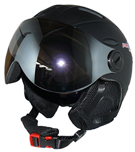 Skihelm MS95 schwarz matt mit Zwei Visieren klappbar - M