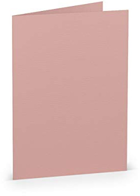 PAPERADO 50 Faltkarten DIN B6 - Rose gerippt Alt-Rosa - 220 g/m² - 12 x 16,9 cm - Blanko Doppelkarten Klappkarten Basteln Einladungskarten