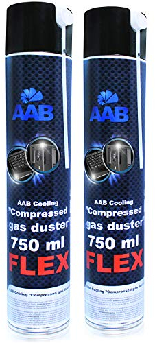 AABCOOLING Compressed Gas Duster FLEX 750ml - Wertpaket 2 Stück - mit Flexiblem Schlauch – Compressed Air, Reinigungspray, PC Reinigungsset, Druckluft Spraydose, Pressluft Dose