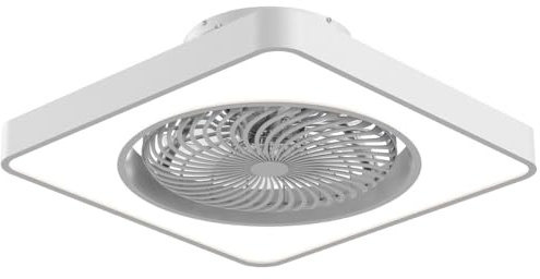 UNIVERSALBLUE Ventilador de Techo Sin Aspas Luz LED | Aspas Invisibles Motor DC Silencioso | Techos Bajos | Mando a Distancia y 6 Velocidades