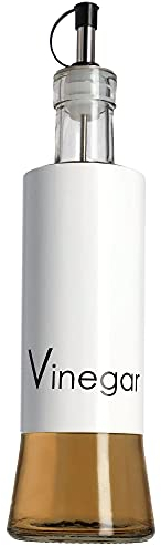 KADAX Vinegar Dispenser, Glass White Vinegar Bottle with Nozzle for Cooking, Kitchen Liquid Dispenser, Airtight Container for Vinegar (280 ml, White)