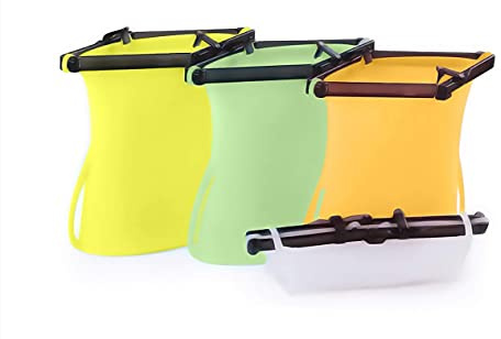 Återanvändbara läckagesäkra luktfria silikon matförvaringspåsar 4 koppar diskmaskinssäkra stående, lätt att torka (4 x 33 oz) mikrovågsugn fryspåse
