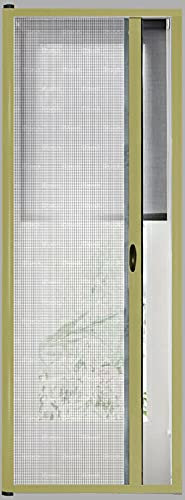 Zanzariera A Rullo Avvolgibile Scorrimento Orizzontale Profilo Regolabile Riducibile Telaio In Alluminio Universale Con Maniglie Per Finestra Porte Balconi colore Oro (120 x 250 cm)
