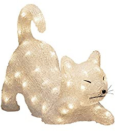 Konstsmide Christmas Outside Acrylic Decoration Cat/Outdoor Lighting (IP44) / 48 Warm White LEDs/Transparent Cable