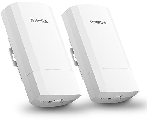 mokerlink WiFi Bridge, CPE Wireless externe Übertragung für PtP und PtMP, 2,4 GHz 300 Mbps 1KM Entfernung, mit Poe-Adapter, 2 Ethernet-Ports, 2 Packungen