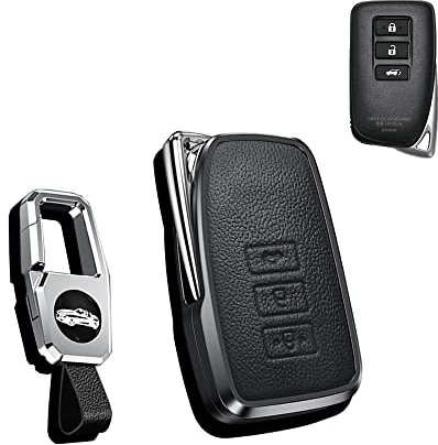 HIBEYO Étui De Protection En Cuir Pour Clé De Voiture Lexus CT GS GX IS ES LS LC LX NX RX RC ES300h Télécommande Porte-Clés En Alliage D'aluminium Noir