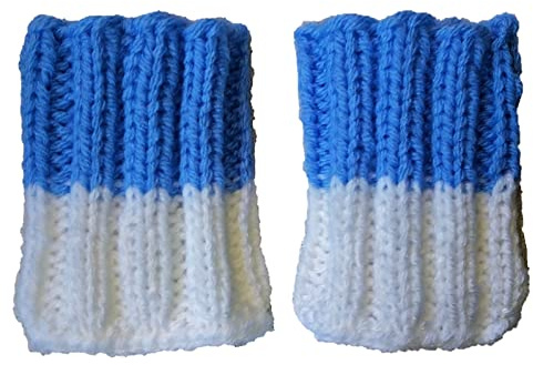Selbstgestrickt/Handgemacht/Stulpen/Pulswärmer/Armstulpen/Fanartikel/Blau-Weiß/Armwärmer/Schweißbänder/mehrfach erhältlich