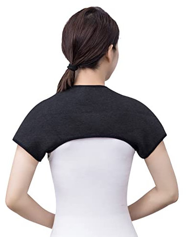 Schulterbandage Thermo Schulterwärmer Schulterpolster Damen Herren Schulterstütze Elastisch Schulterschutz Schultergelenk Unterstützung Winter warm Plüsch Schulter Schal (L)