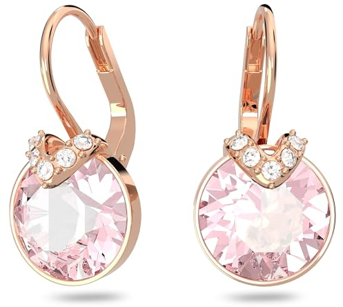 Swarovski Pendientes Bella V, Talla redonda, Rosas, Baño tono oro rosa