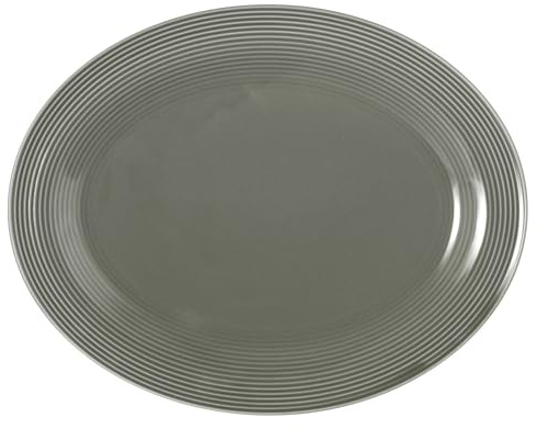 Seltmann Beat Color Glaze Servierplatte oval, 35 x 28 cm, Platte/Servierteller mit Rillenrelief, Perlgrau